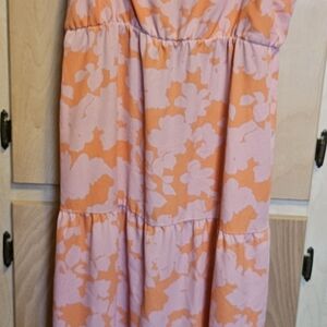 C3, Elegant Pink and Orange Floral Maxi Dress